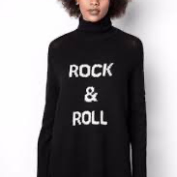 Zadig and Voltaire Alma Rock and Roll Iconic Merino Wool Turtleneck Sweater M - Picture 8 of 8